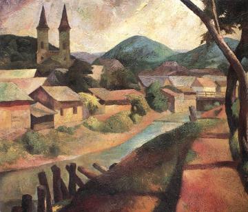 View of Felsobanya Artwork by Karoly Patko