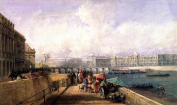 The Pont des Arts with the Louvre and Tuileries from the Quai Conti Artwork by David Cox