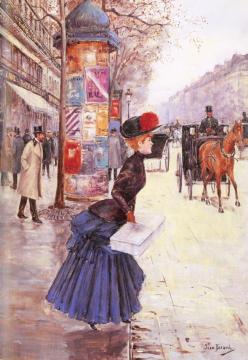 Jeune Femme Traversant le Boulevard Artwork by Jean Georges Beraud