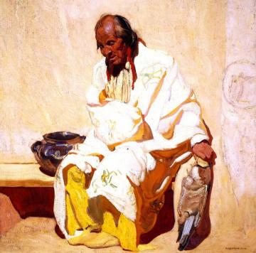 Old Man In White Artwork by Ernest Blumenschein