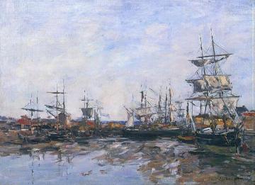 Trouville, the Port at Low Tide Artwork by Eugène-Louis Boudin