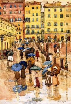 Rainy Day, Sienna Artwork by Maurice Prendergast