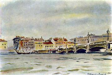 Leningrad. The embankment of the Neva Artwork by Pyotr Konchalovsky