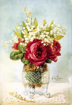 Red Roses In A Vase Artwork by Raoul de Longpre