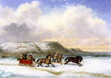 Sleigh Race On The St. Lawrence At Quebec Artwork by Cornelius Krieghoff