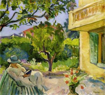 Le Cannet, Madame Lebasque Reading in the Garden Artwork by Henri Lebasque