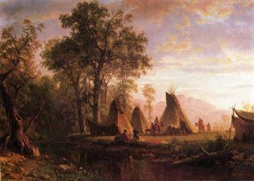 Indian Encampment, Late Afternoon Artwork by Albert Bierstadt