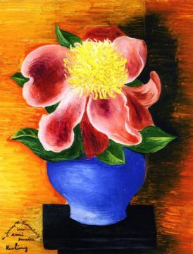 Flowers in a Blue Vase Artwork by Moise Kisling