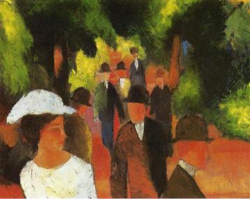 Promenade (with Half Length of Girl in White) Artwork by August Macke