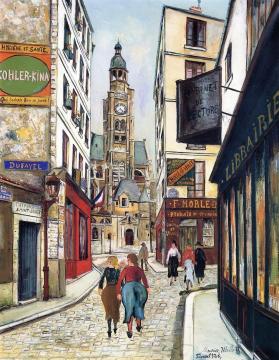 The Tower Of Saint-etienne-du-mont, View From The Rue De La Montagne-sainte-genevieve Artwork by Maurice Utrillo