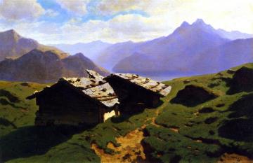 Chalets At Rigi Artwork by Alexandre Calame