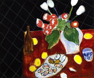 Tulips and Oysters on a Black Background Artwork by Henri Matisse