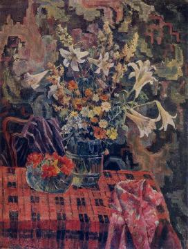 Lilies and Nasturtiums Artwork by Alexander Osmerkin