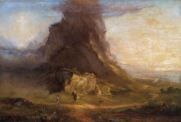 The Cross and the World: Study for 'Two Youths Enter Upon a Pilgrimage - One to Cross the Other to the World Artwork by Thomas Cole