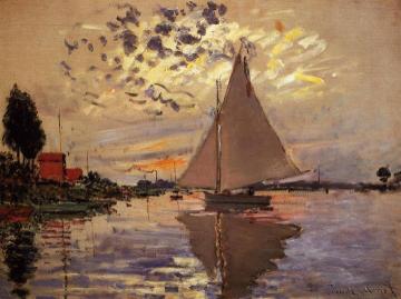Sailboat at Le Petit-Gennevilliers Artwork by Claude Oscar Monet