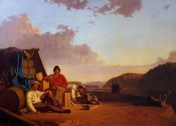 Watching The Cargo Artwork by George Caleb Bingham
