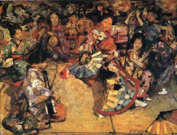 Japanese Dancing Girls Artwork by Edward Atkinson Hornel