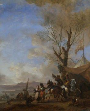 Cavalrymen halted at a Sutler's Booth Artwork by Philips Wouwermans