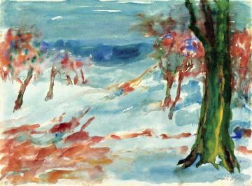 Snowy Landscape with Trees Artwork by Emil Nolde