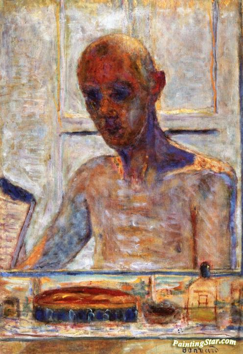 Portrait of the Artist in the Bathroom Mirror Artwork by Pierre Bonnard