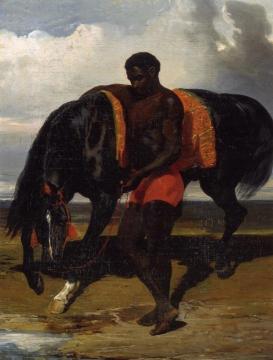 African Tending a Horse by the Sea Artwork by Alfred de Dreux