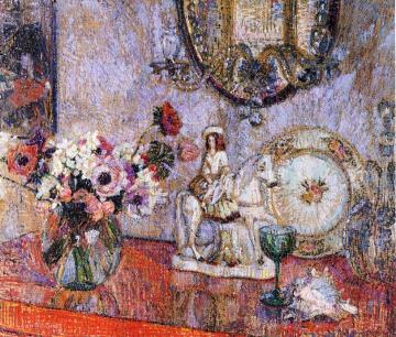 Still Life with Poppies and Staffordshire Artwork by Leon De Smet