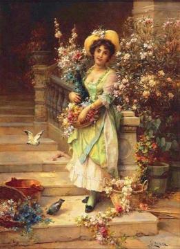 The Flower Seller Artwork by Hans Zatzka