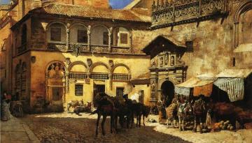 Market Square in Front of the Sacristy and Doorway of the Cathedral, Granada Artwork by Edwin Lord Weeks