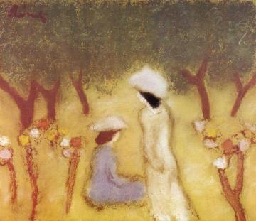 Under the Hollyhocks Artwork by József Rippl-Rónai
