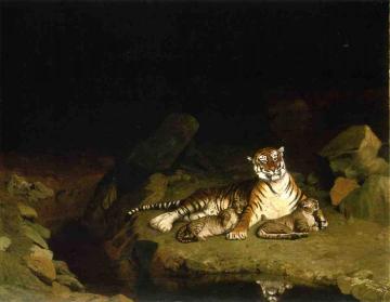 Tigress and Her Cubs Artwork by Jean Leon Gerome