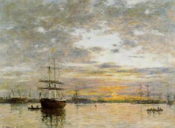 The Port of Le Havre at Sunset Artwork by Eugène-Louis Boudin