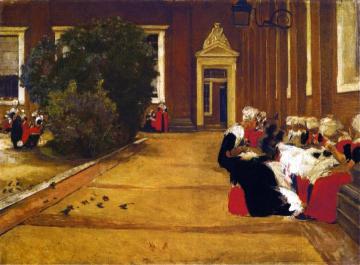 Recess in the Amsterdam Orphanage - View of the Inner Courtyard, Study Artwork by Max Liebermann