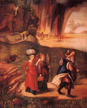 Lot Fleeing with his Daughters from Sodom Artwork by Albrecht Dürer