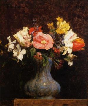 Flowers: Camelias and Tulips Artwork by Henri Fantin-Latour