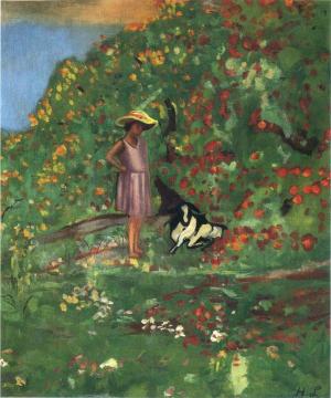 Young girl with goat Artwork by Henri Lebasque