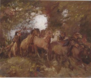 Through The Gap Artwork by Sir Alfred James Munnings