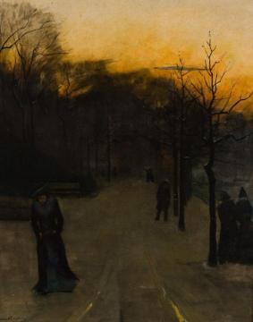 Evening walk in the snow Artwork by Floris Arntzenius