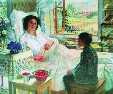 Visiting The Sick Teacher Artwork by Nikolai Petrovich Bogdanov-belsky