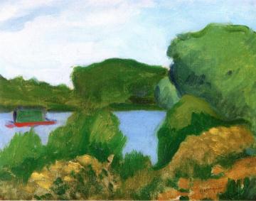 Poissy, Barge on the Seine Artwork by Albert Marquet