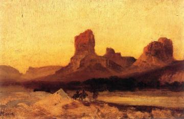 Green River, Wyoming at Castle Butte (oil sketch) Artwork by Thomas Moran