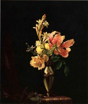 Still Life with Flowers in a Silver Vase Artwork by Martin Johnson Heade