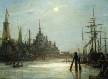 Le Hoofdpoort a Rotterdam, Effet de Lune Artwork by Johan Berthold Jongkind