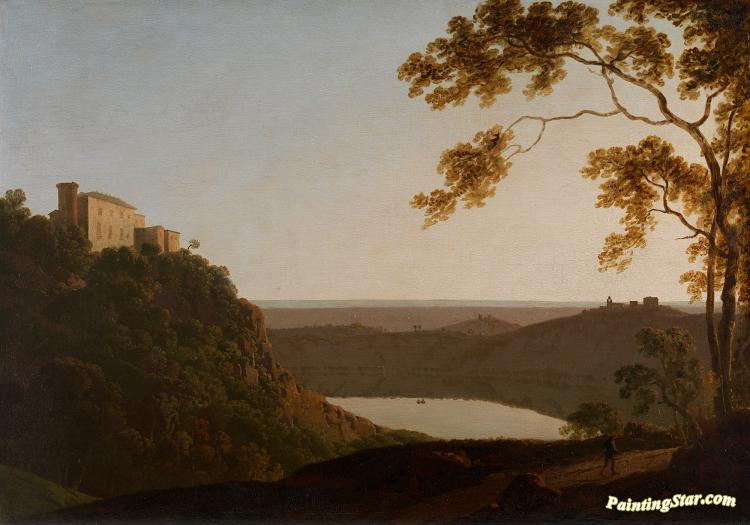 View Of The Lake Of Nemi At Sunset Artwork by Joseph Wright of Derby