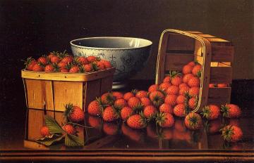 Strawberries with Porcelain Bowl Artwork by Levi Wells Prentice