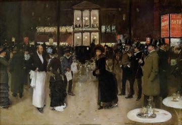 The Boulevard at Night, in front of the Theatre des Varietes Artwork by Jean Georges Beraud