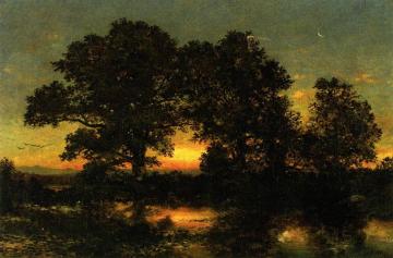 Wooded Landscape with Sunset Artwork by Christopher Pearse Cranch