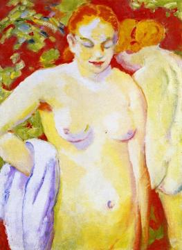 Nudes on Vermilion (sketch) Artwork by Franz Marc