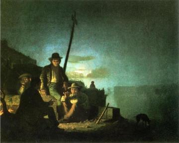 Watching The Cargo At Night Artwork by George Caleb Bingham