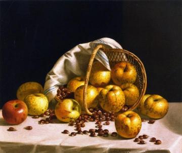 Still LIfe, Yellow Apples and Chestnuts Spilling from a Basket Artwork by John F. Francis