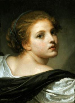 A Girl with a Blue Ribbon in her Hair Artwork by Jean-Baptiste Greuze